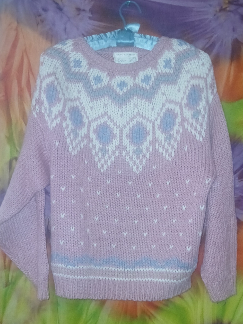 Colter Bay Designs 1989 Hand Loomed Ramie & Acrylic Crewneck Sweater